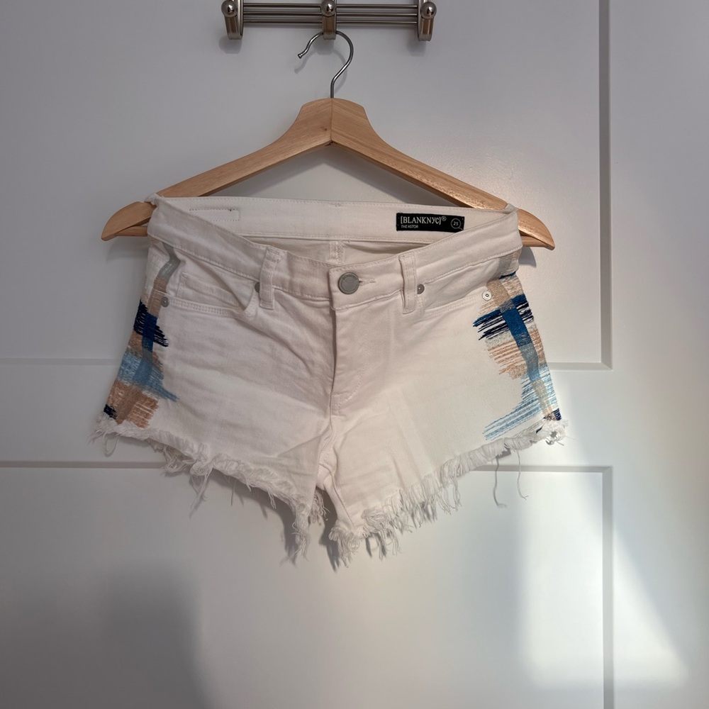 Blank NYC White Distressed Jean Shorts